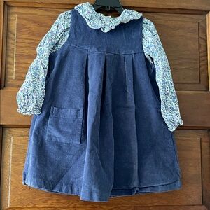 Little English Floral and Blue Corduroy Jumper And Top